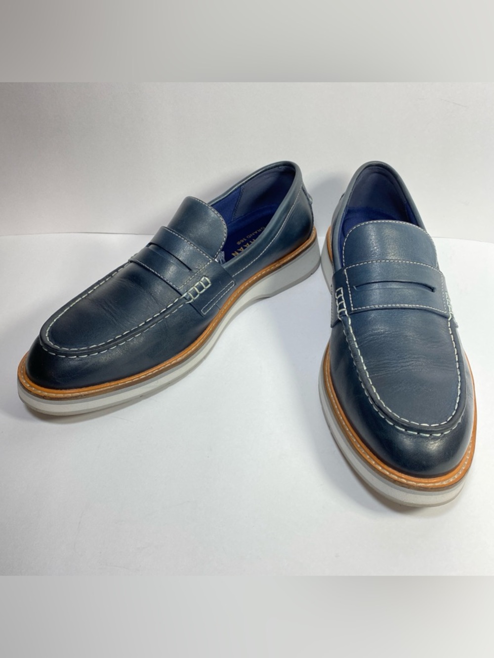 Cole Haan Osborn Grand 360 Penny Loafer Leather Shoes Navy Blue C33705 Men Sz 9M